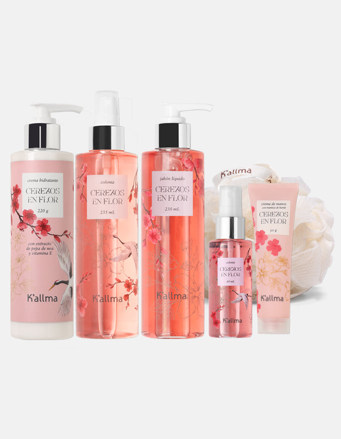 Pack Colonia + Crema Hidratante + Jabón Líquido + Colonia Mini + Crema de Manos + Esponja Flor