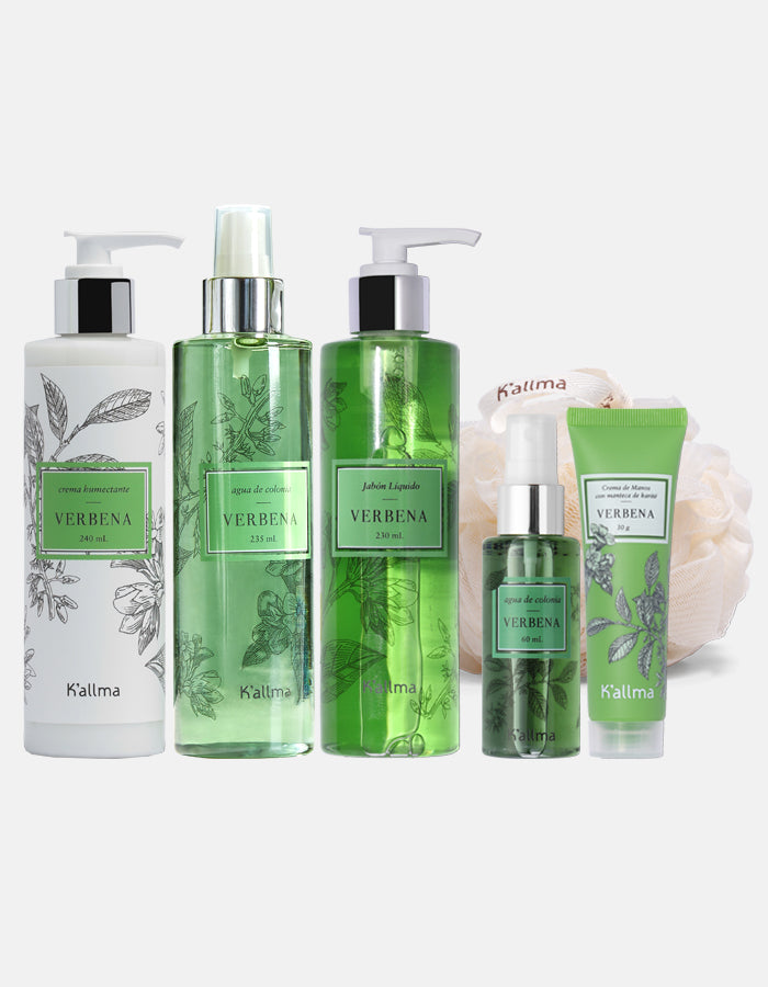 Pack Colonia + Crema Hidratante + Jabón Líquido + Colonia Mini + Crema de Manos + Esponja Flor