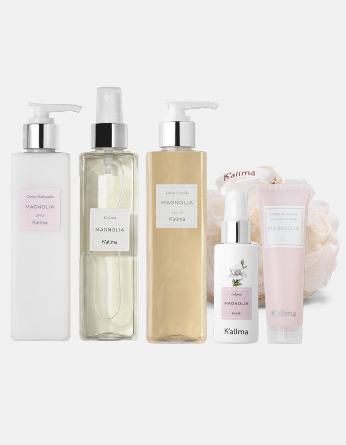 Pack Colonia + Crema Hidratante + Jabón Líquido + Colonia Mini + Crema de Manos + Esponja Flor