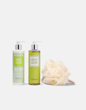 Pack Crema Hidratante + Jabón Líquido + Esponja Flor