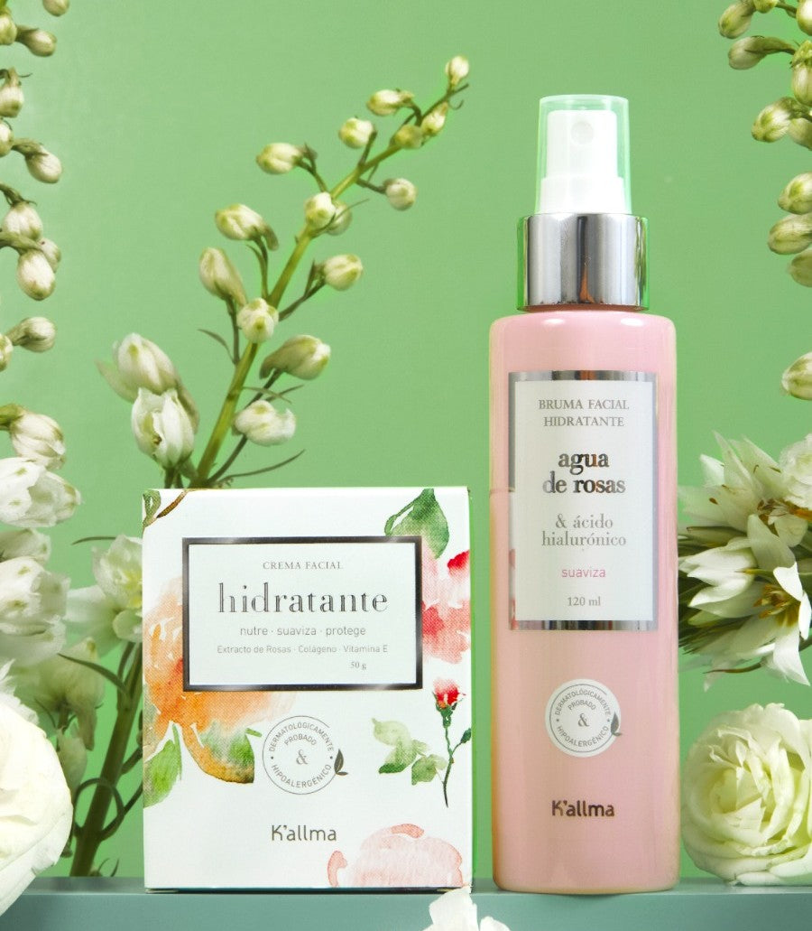 Pack Crema Facial Hidratante Rosas  + Bruma Facial Hidratante Agua de Rosas