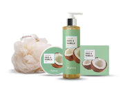Pack body butter mini + jabon liquido + jabon artesanal + esponja